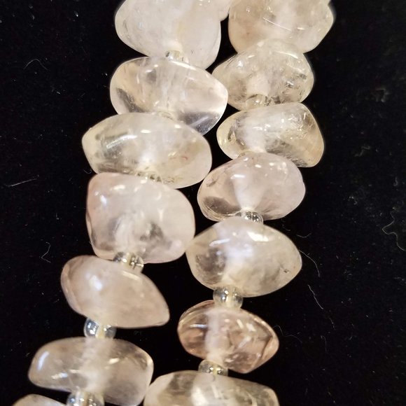 Vintage Rare Pink Quartz Necklace with Turbo Green Shell Pendants