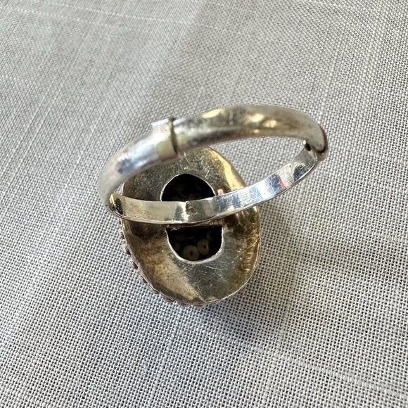 Vintage Snake Skin Agate Sterling Silver Ring