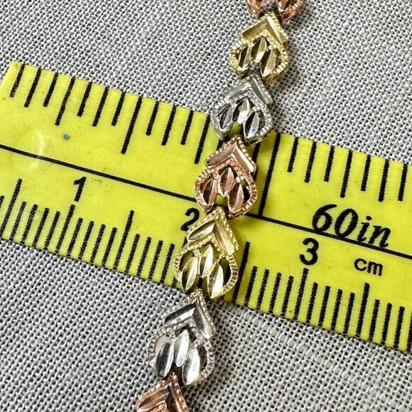 10K Tri-Color Filigree Link Bracelet