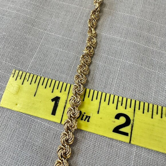 Vintage Rosette Lovers Knot Link 14K Gold Bracelet