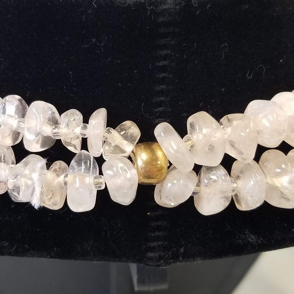 Vintage Rare Pink Quartz Necklace with Turbo Green Shell Pendants