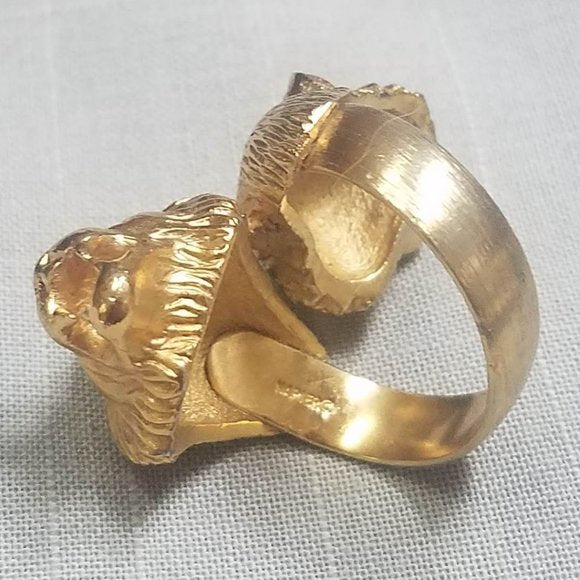 Vintage Napier signed Double Headed Lion Statement Ring