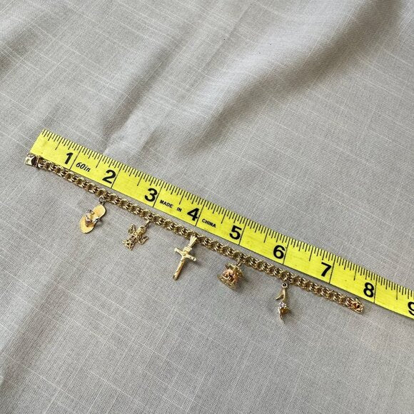 Vintage 14K Gold 5 Charm Bracelet with Working Carousel