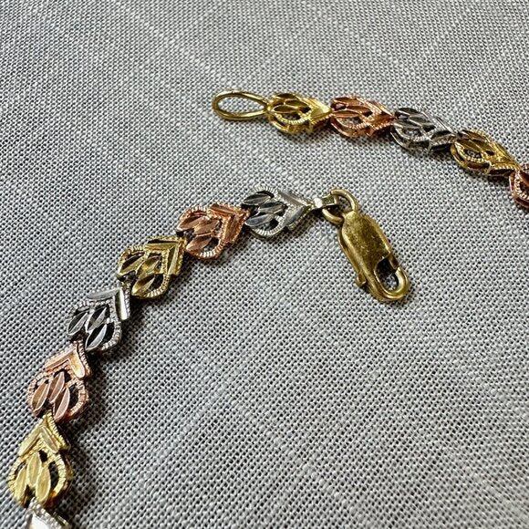 10K Tri-Color Filigree Link Bracelet