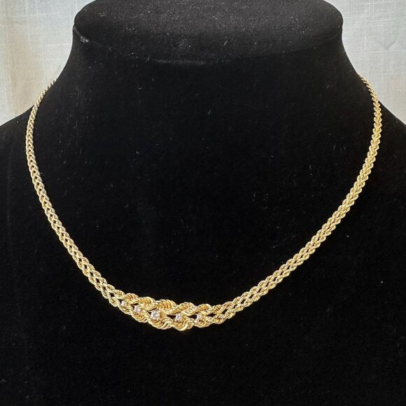 14K Diamond and Double Rope Chain Necklace and Earrings Set