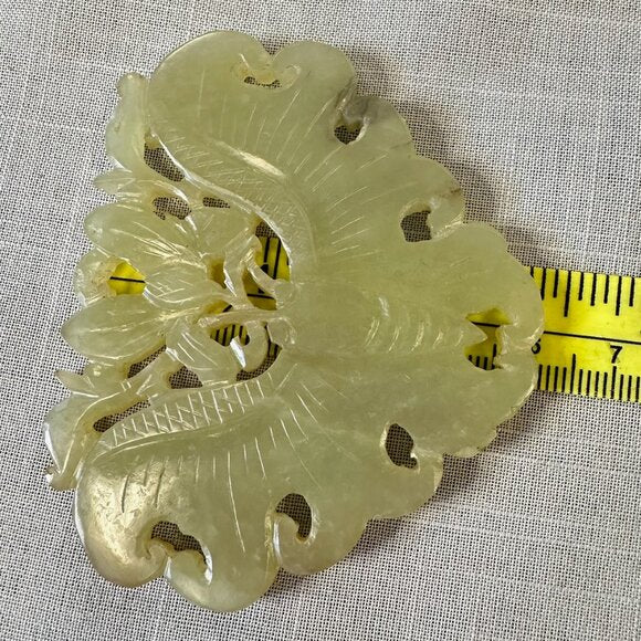 Antique Chinese Carved Jade Butterfly/ Moth Pendant
