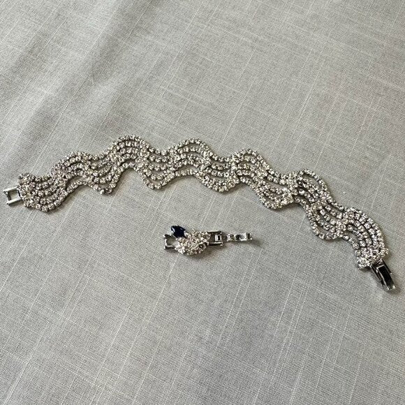 Vintage Camrose & Kross Wavy Rhinestone Bracelet with Extender