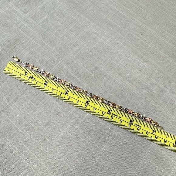 10K Tri-Color Filigree Link Bracelet