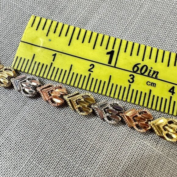 10K Tri-Color Filigree Link Bracelet