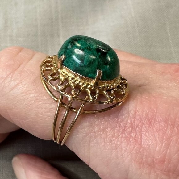 Vintage Israeli Eilat Stone 14K Ring Size 7