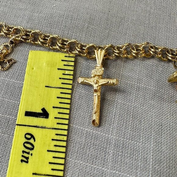Vintage 14K Gold 5 Charm Bracelet with Working Carousel