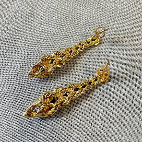 14K Diamond and Double Rope Chain Necklace and Earrings Set