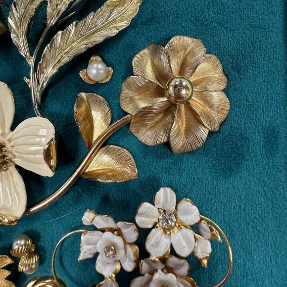 Vintage Jewelry Art Composition in Cream and Gold Framed