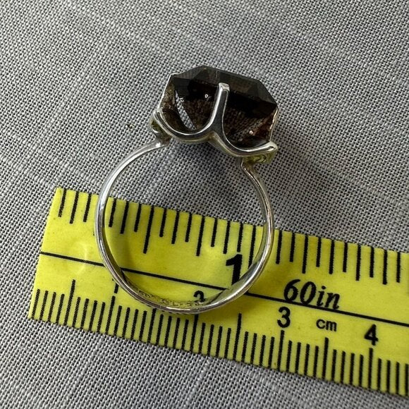 Vintage TC Sterling Silver Smoky Topaz Ring size 7.5